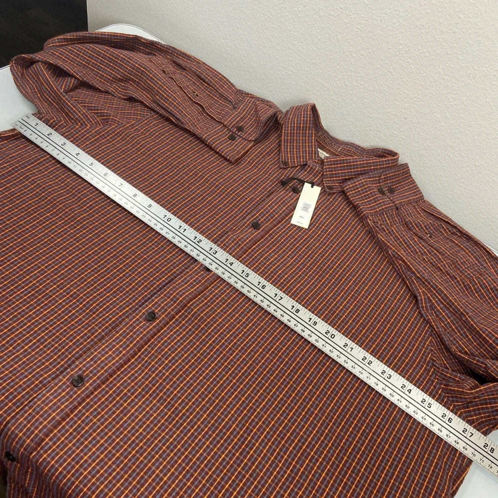 Banana‎ Republic Mens XXL Rust Orange Plaid Flannel Button Down Shirt NEW